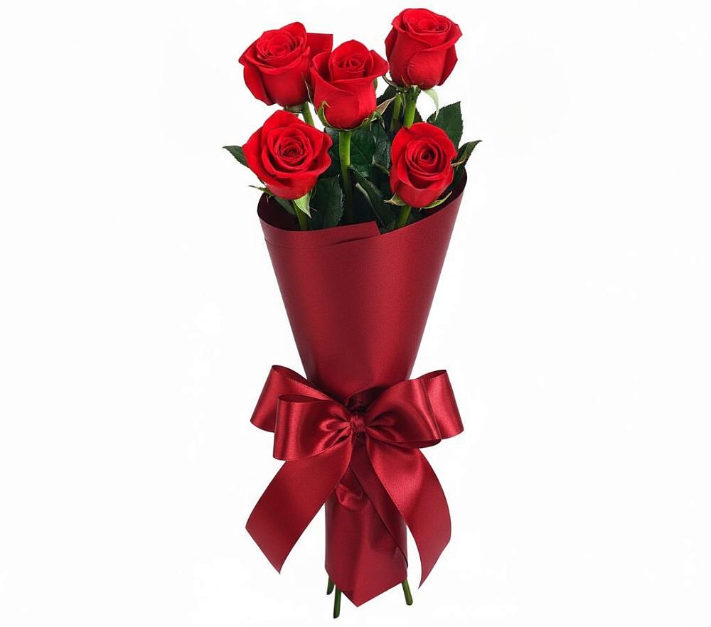 Букет 5 Красных роз Эдлесс Лав в Боре
