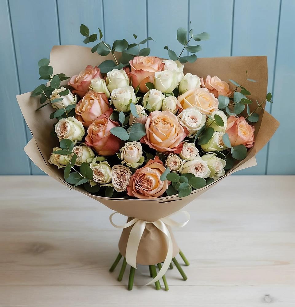 Букет цветов из: Альстромерии и Розы в Боре