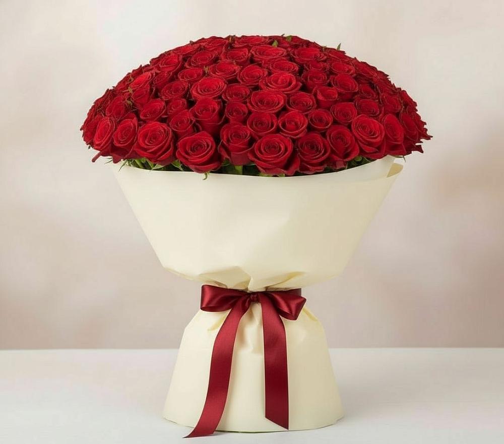 Букет 101 Красная роза Милано в Боре