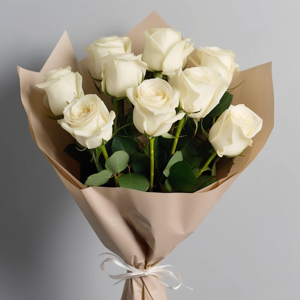 Букет 9 Белых роз Эдлесс Лав в Боре