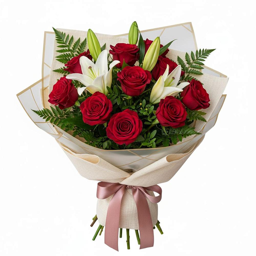 Букет цветов из: Лилии и Розы в Боре