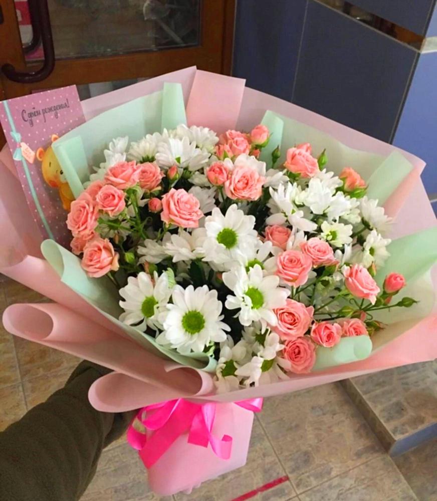 Букет цветов из: Розы и Хризантемы в Боре