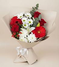 Букет цветов из:  Розы, Хризантемы, Герберы и Лилии в Боре