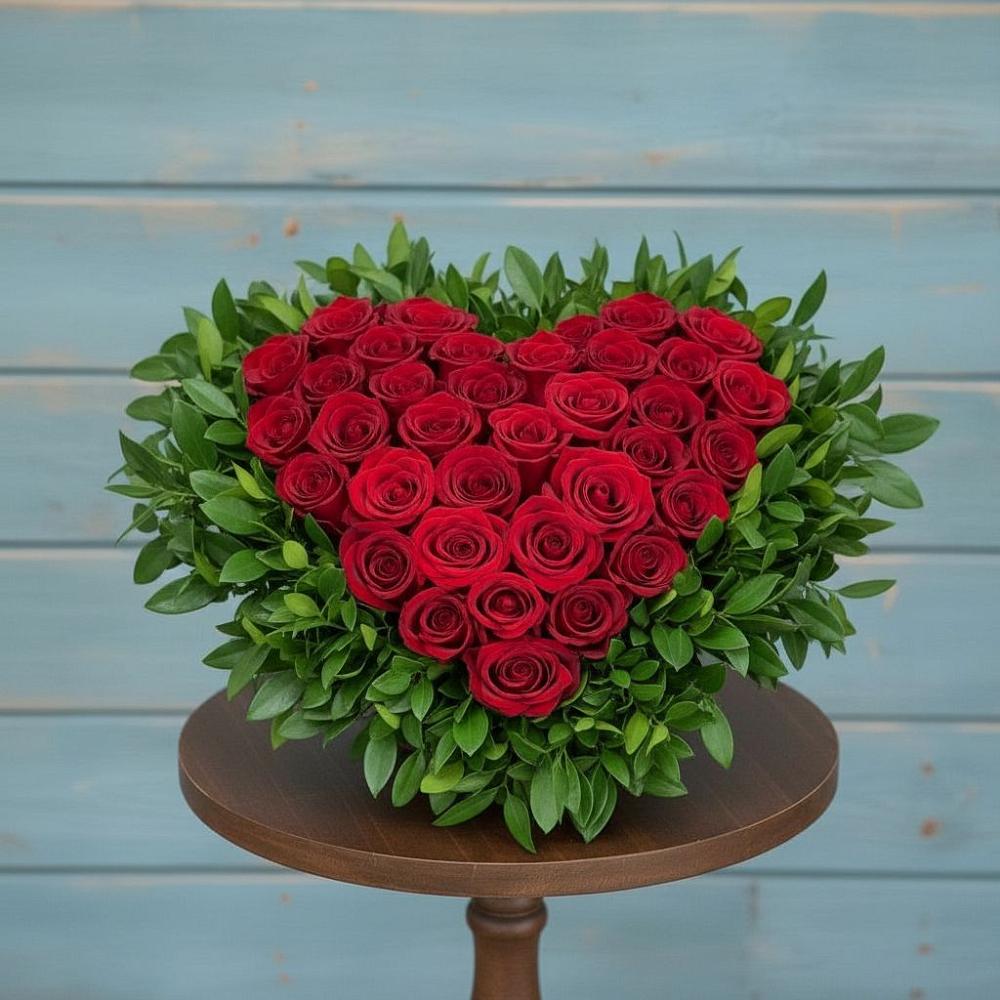 Цветочная композиция из Розы в виде сердца в Боре