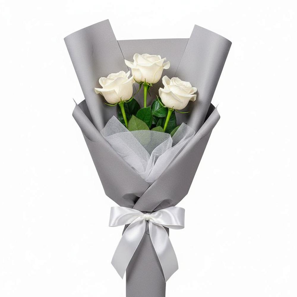 Букет 3 белые розы в Боре