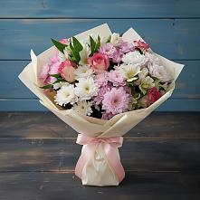 Букет цветов из:  Хризантемы, Альстромерии и Розы в Боре