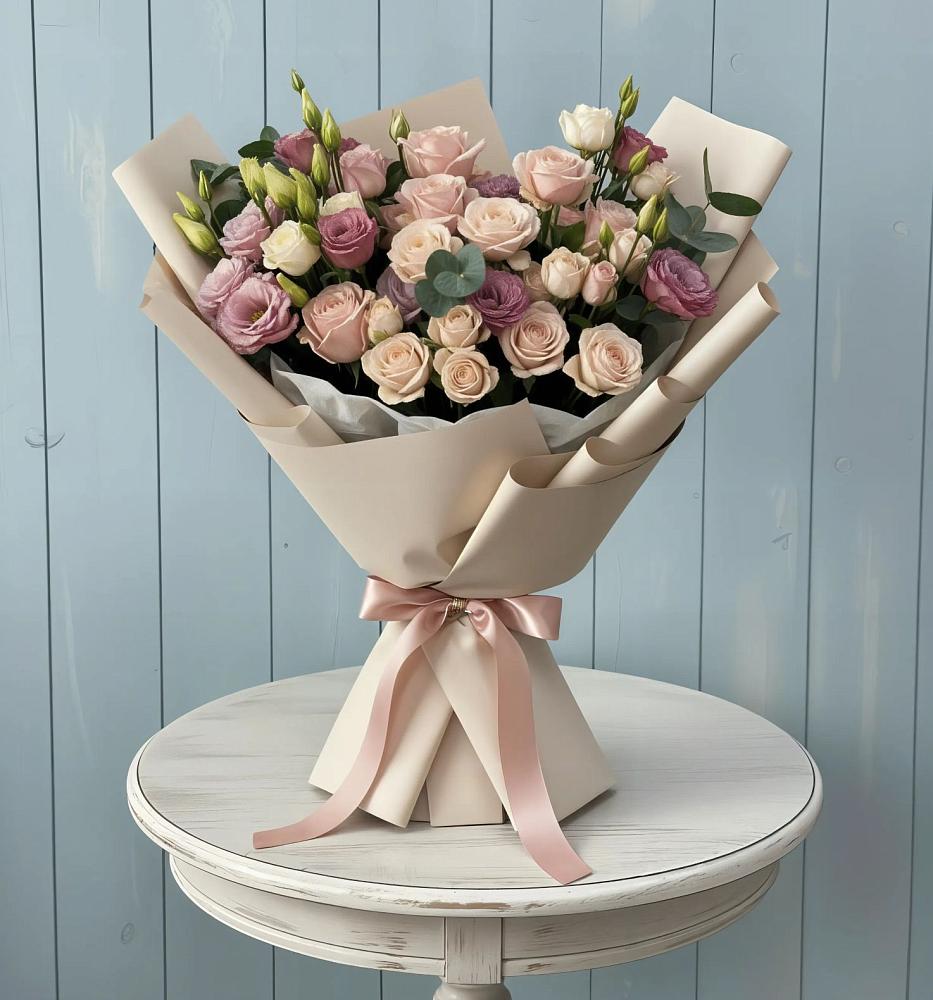 Букет цветов из: Розы и Лизиантусы в Боре