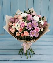 Букет цветов из:  Хризантемы, Розы и Альстромерии в Боре