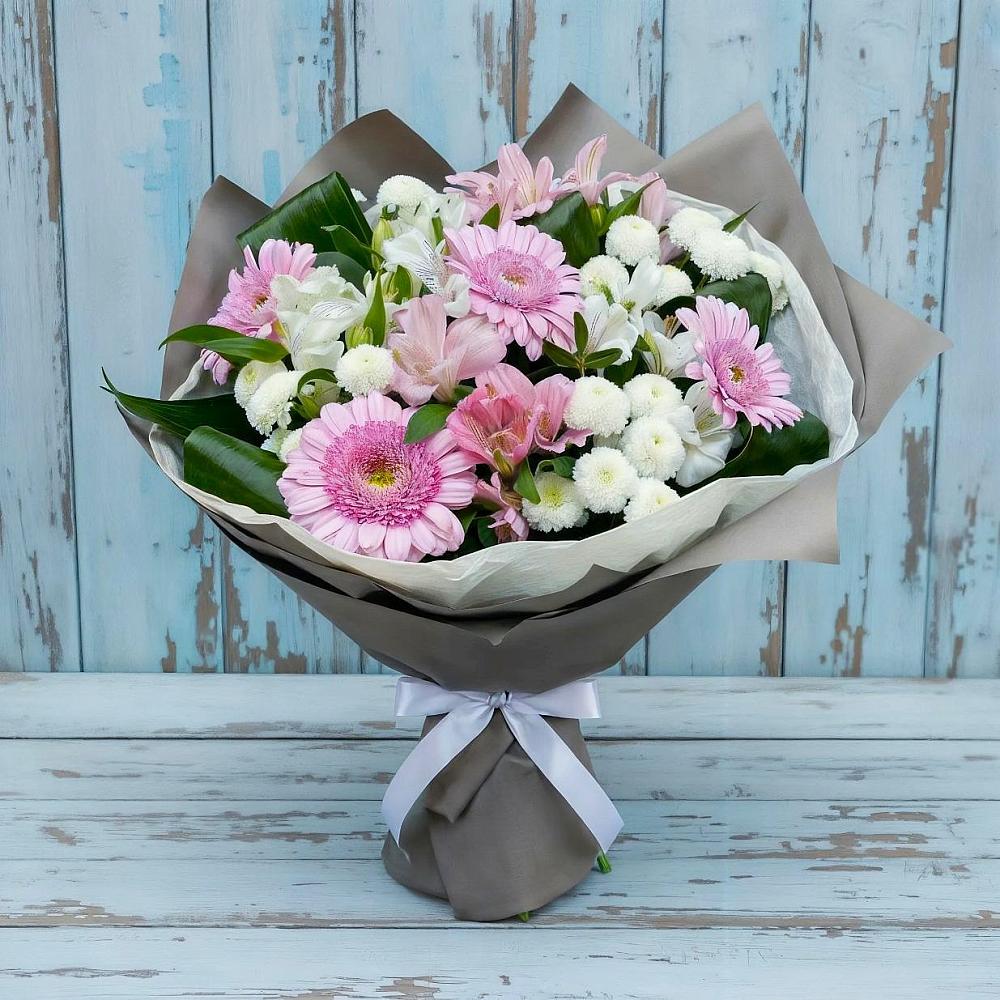Букет цветов из: Герберы, Альстромерии и Хризантемы в Боре