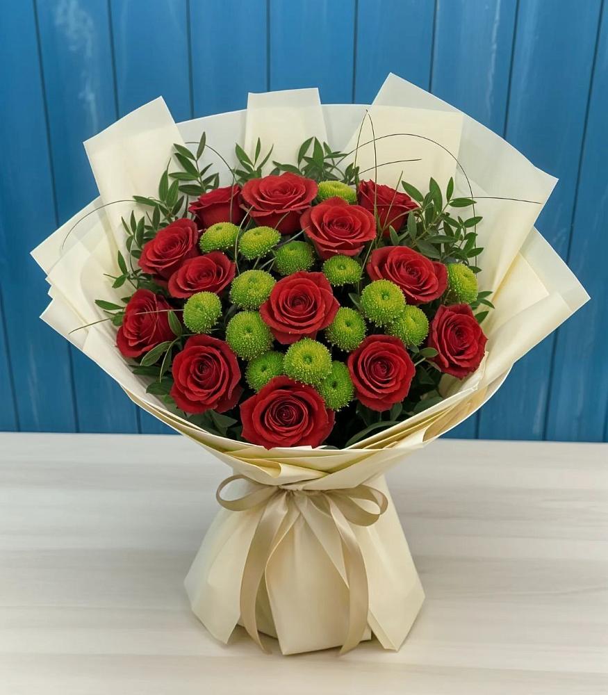 Букет цветов из: Розы и Хризантемы в Боре