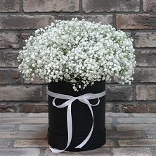 Цветочная композиция из Гипсофила в шляпной коробке в Боре