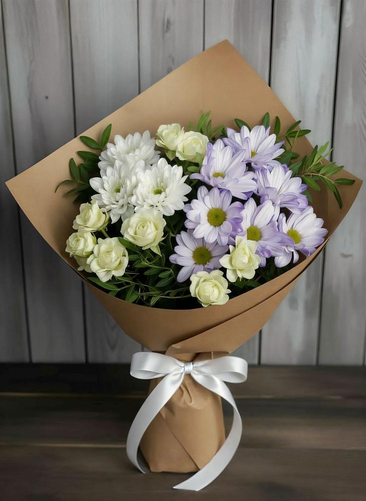 Букет цветов из: Хризантемы и Розы в Боре