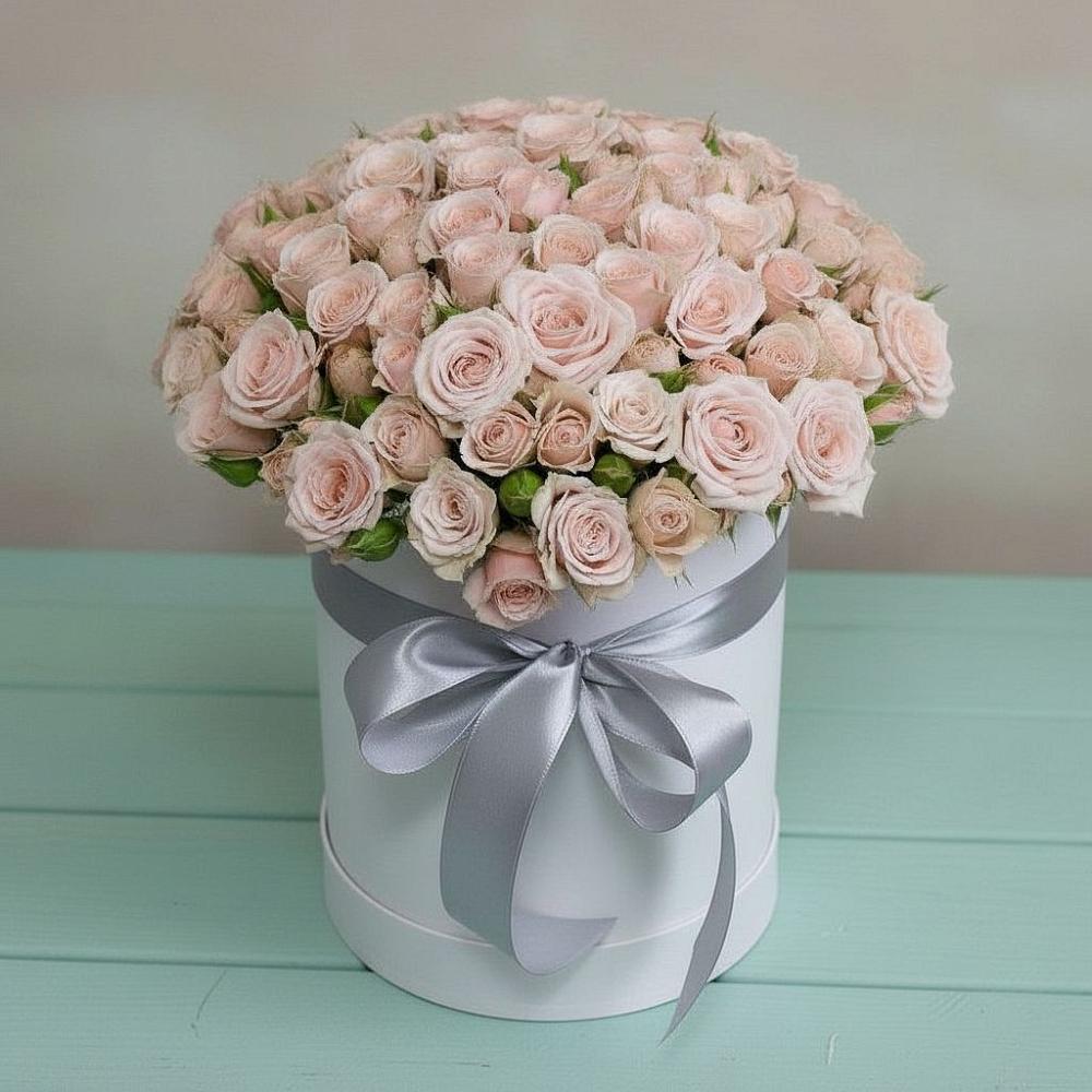 Цветочная композиция из Розы в шляпной коробке в Боре